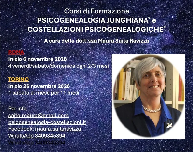 Formazioni Psicogenealogia junghiana e Costellazioni psicogenealogiche novembre 26 Roma e Torino