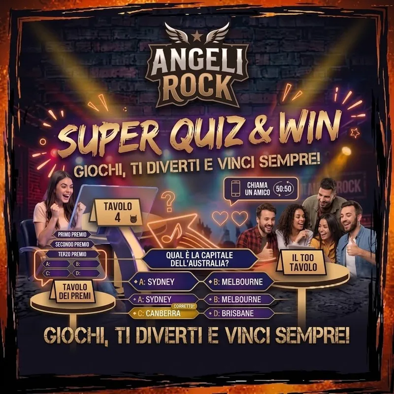 SUPER QUIZ & WIN, il Quiz di Angeli Rock del venerdì