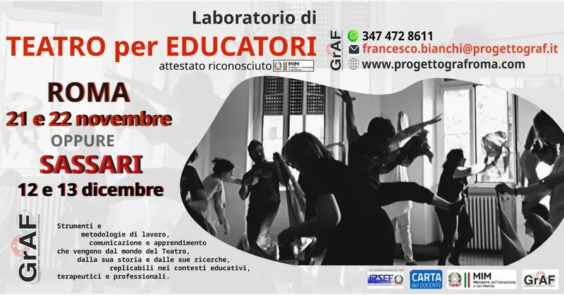 Laboratorio di "Teatro per Educatori" a Sassari oppure a Roma: doppia data