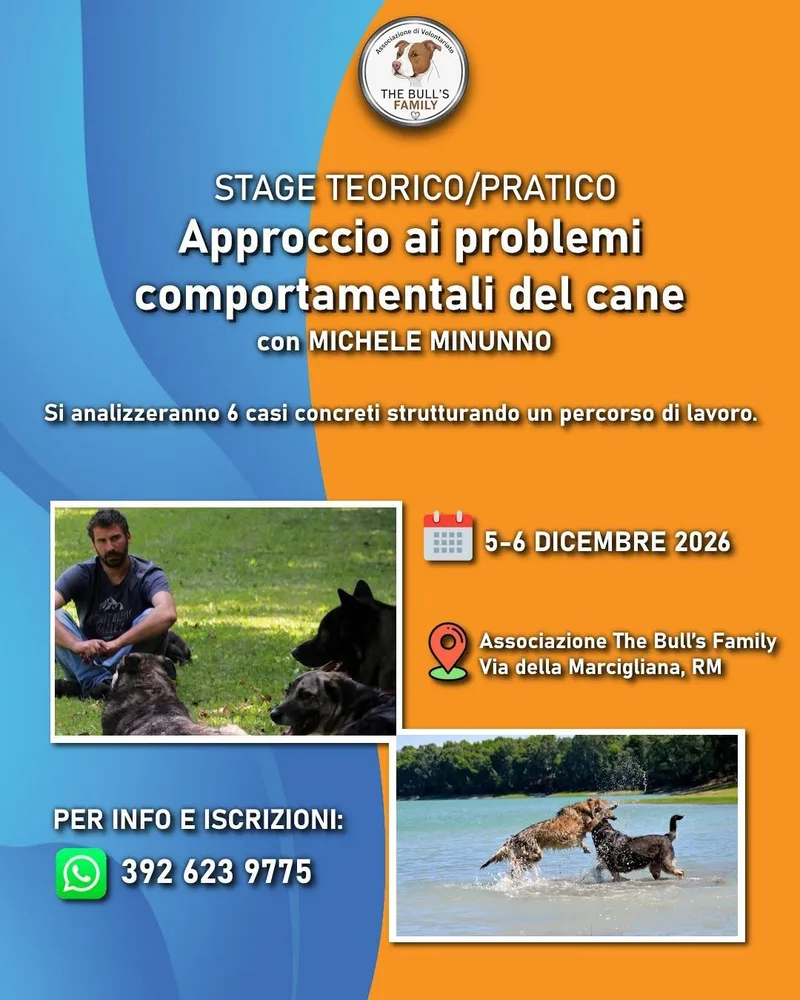 Stage teorico/pratico: Approccio ai problemi comportamentali del cane, con Michele Minunno