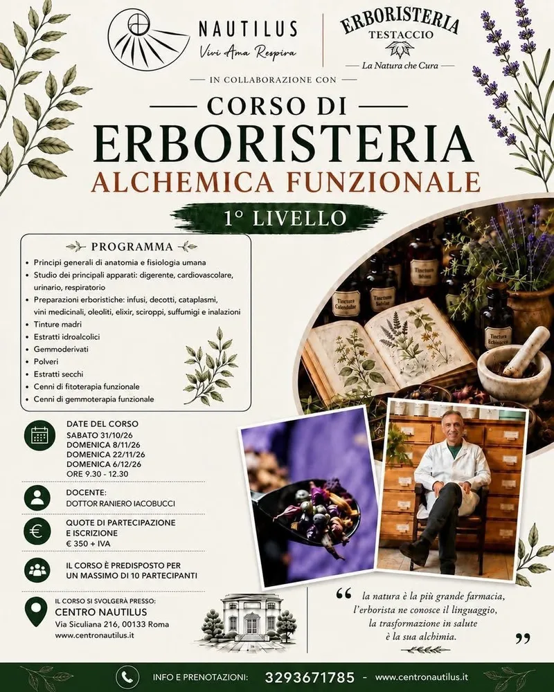 Corso di Erboristeria Alchemica Funzionale -1 Livello, con il dott. Raniero Iacobucci