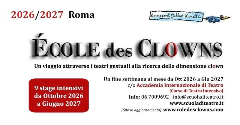 École des Clowns (Roma) | 9 stage da Ottobre a Giugno | 2026-2027