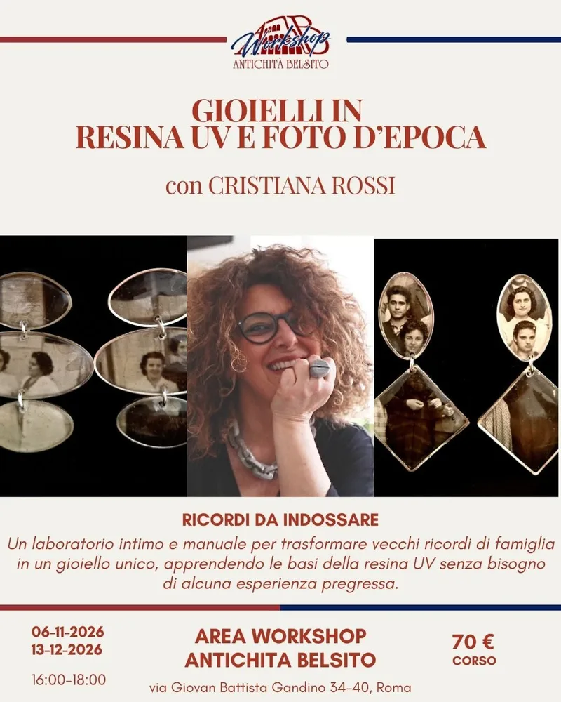 Gioielli in resina UV e foto d'epoca