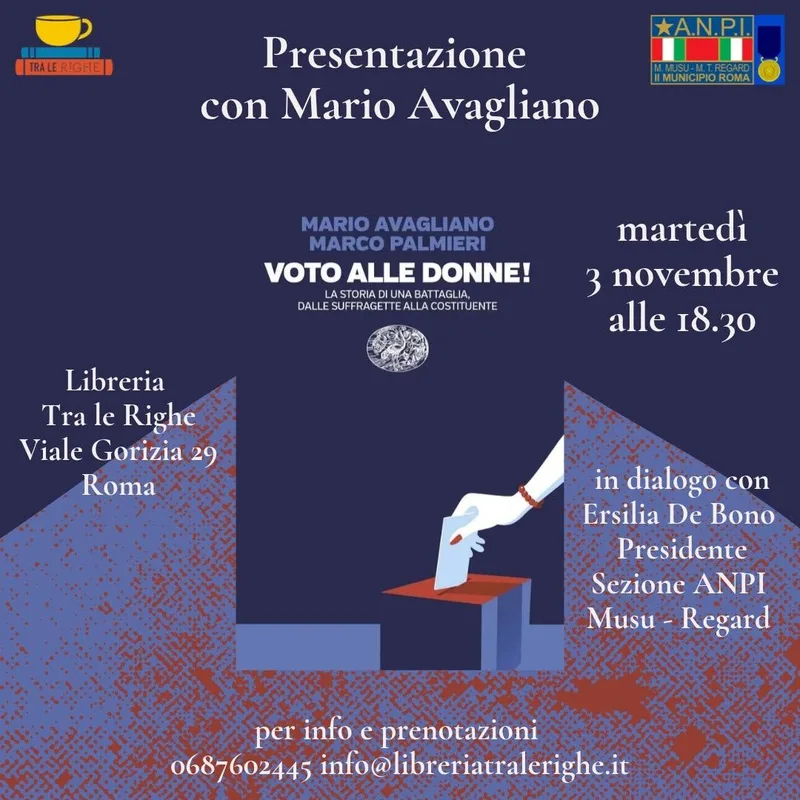 Presentazione con Mario Avagliano e ANPI - "Voto alle donne! La storia di una battaglia"