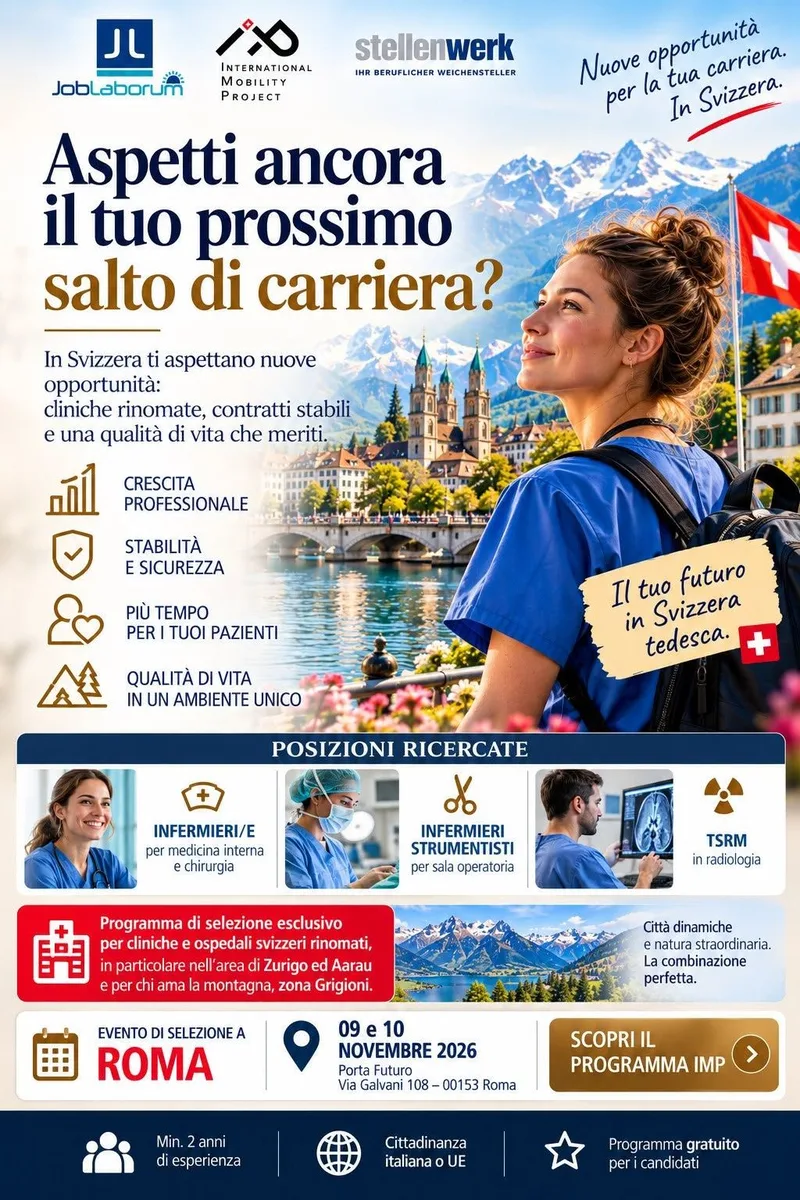 EVENTO DI SELEZIONE INFERMIERI PER LA SVIZZERA TEDESCA