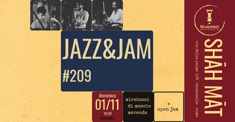 🎷 Jazz&Jam #209 | Mirabassi Di Mascio Merenda + open jam | FREE ENTRY